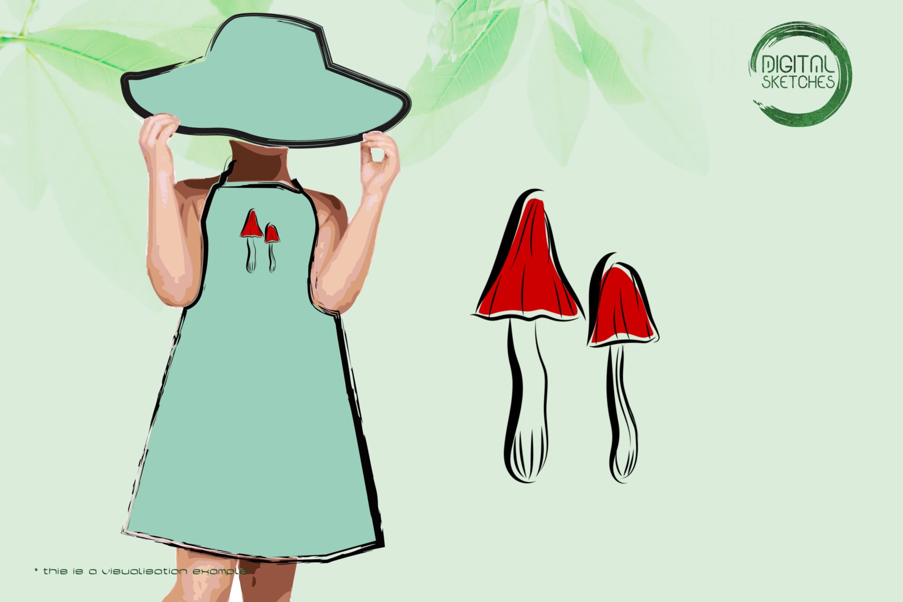 Mushrooms Freehand Sketch