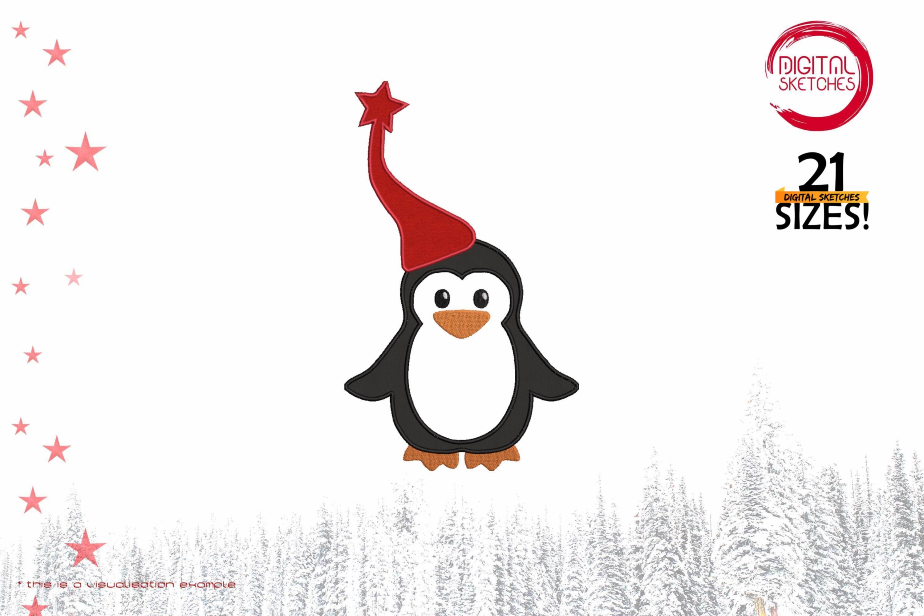 Christmas Elf Penguin Applique