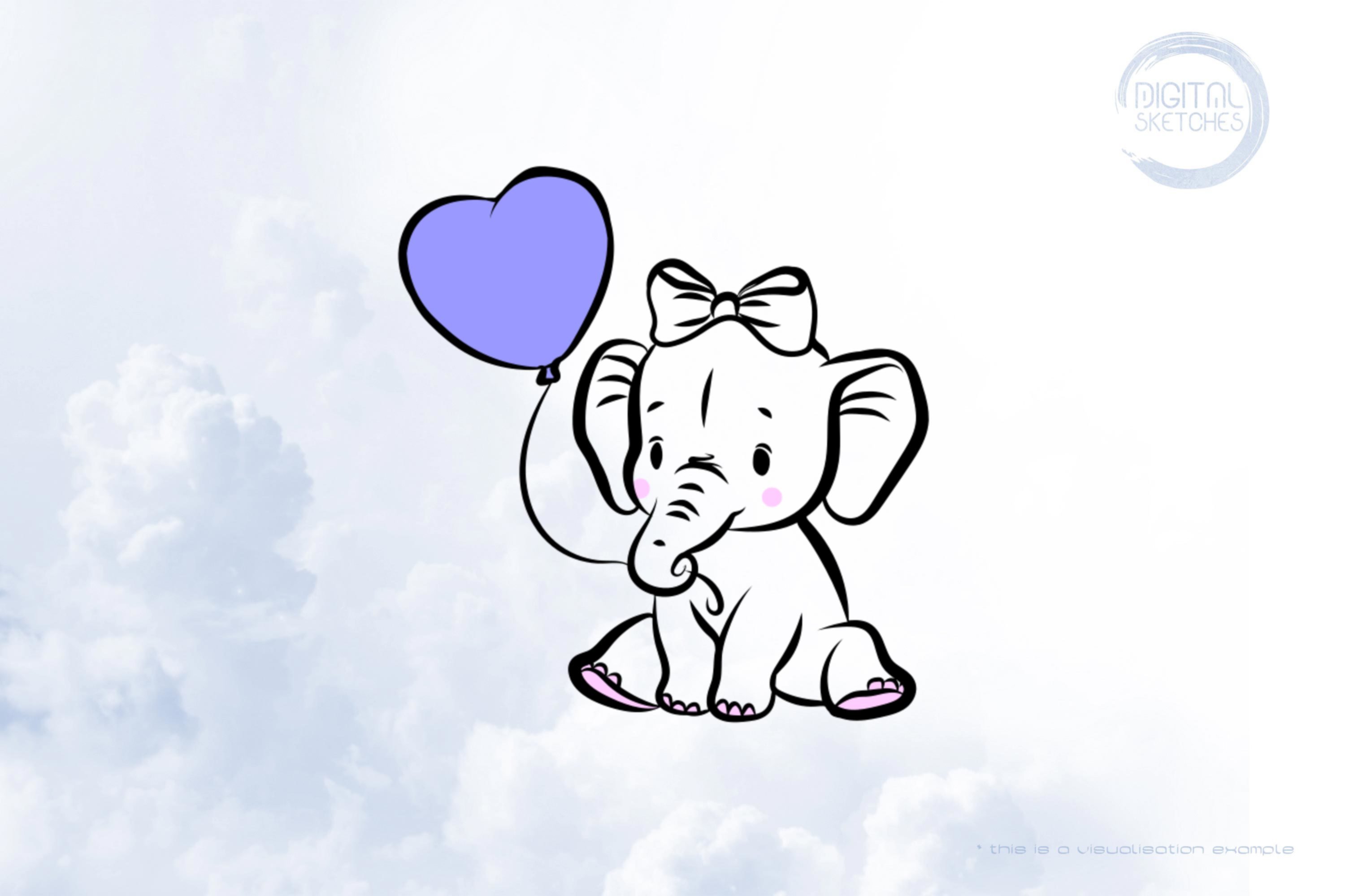 Baby Elephant With Balloons