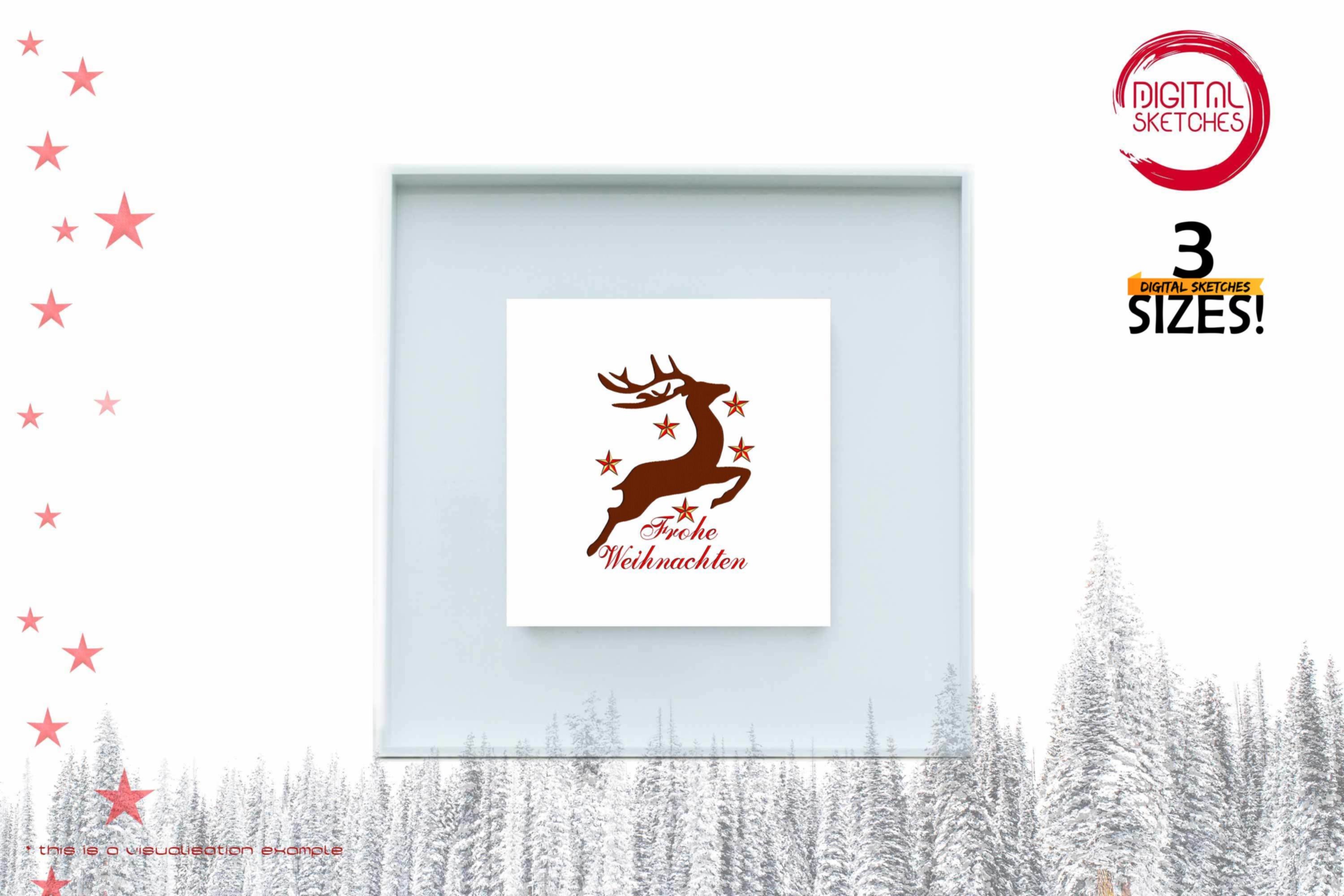 Deer German Saying Frohe Weihnachten