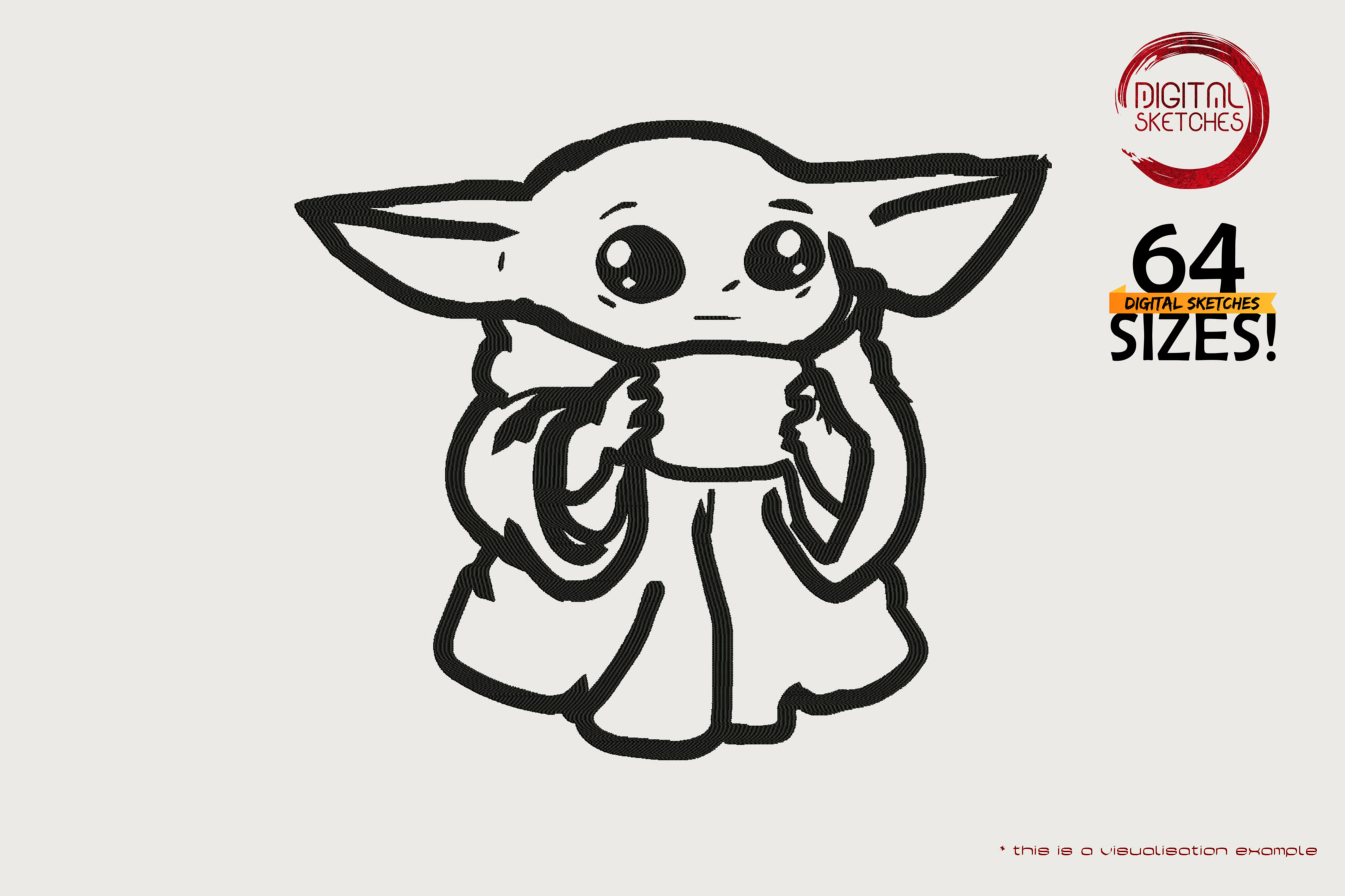 Tribute To Fictional Character Grogu aka Baby Yoda (Outline Drawing)