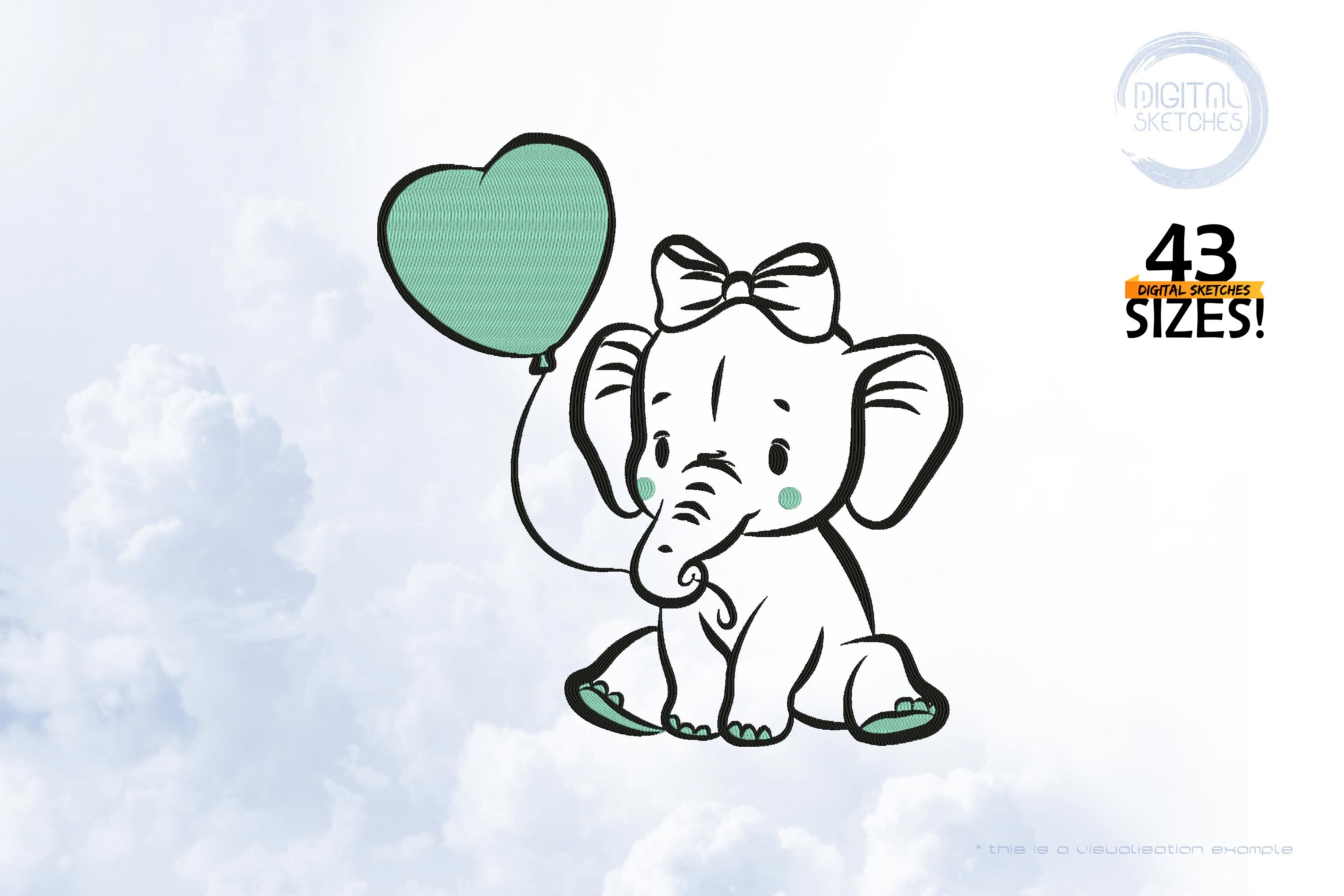 Baby Elephant Girl With Balloon