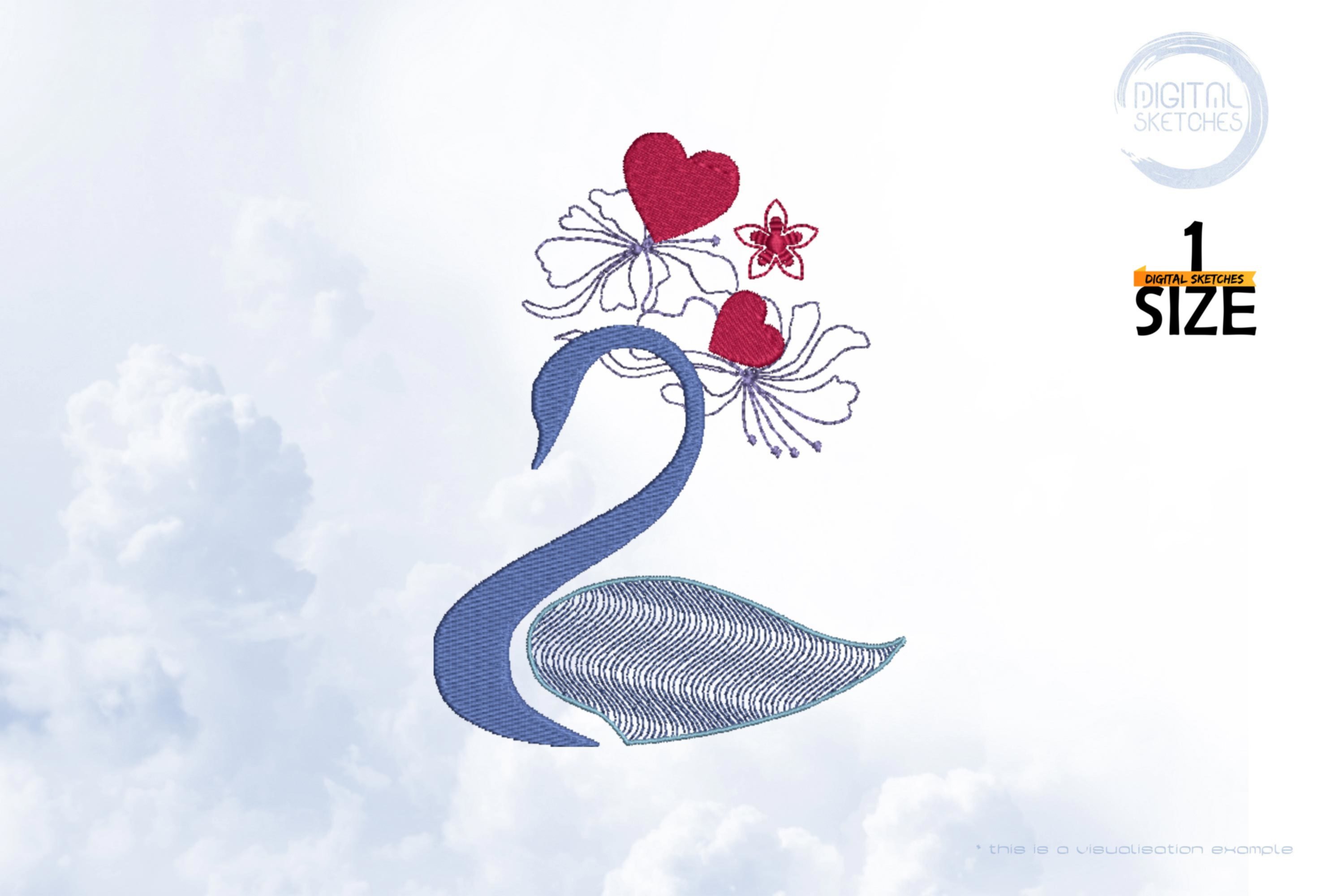 Swan Flowery Heart