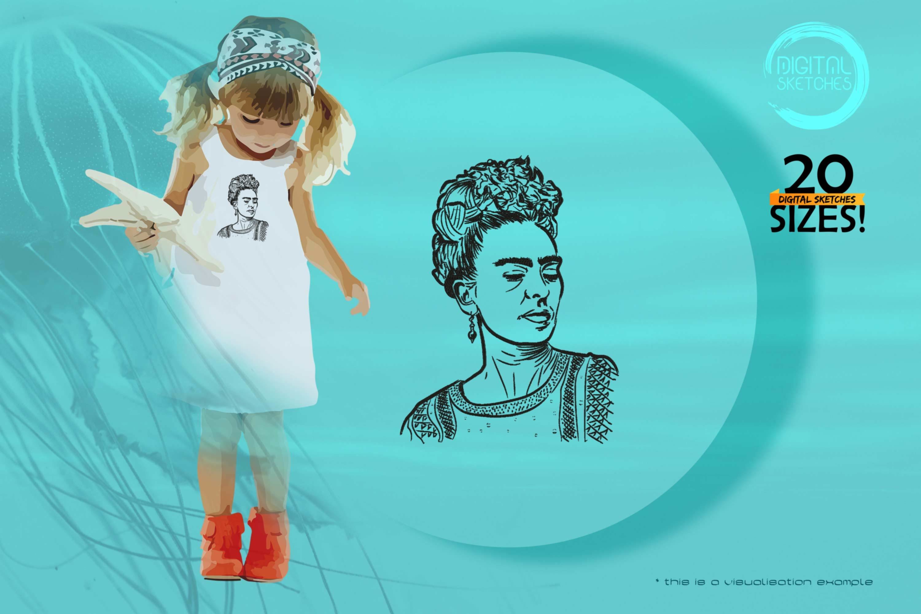 Tribute To Artist Magdalena Carmen Frieda Kahlo Y Calderon aka Frida Kahlo (Hand-Drawn Portrait)