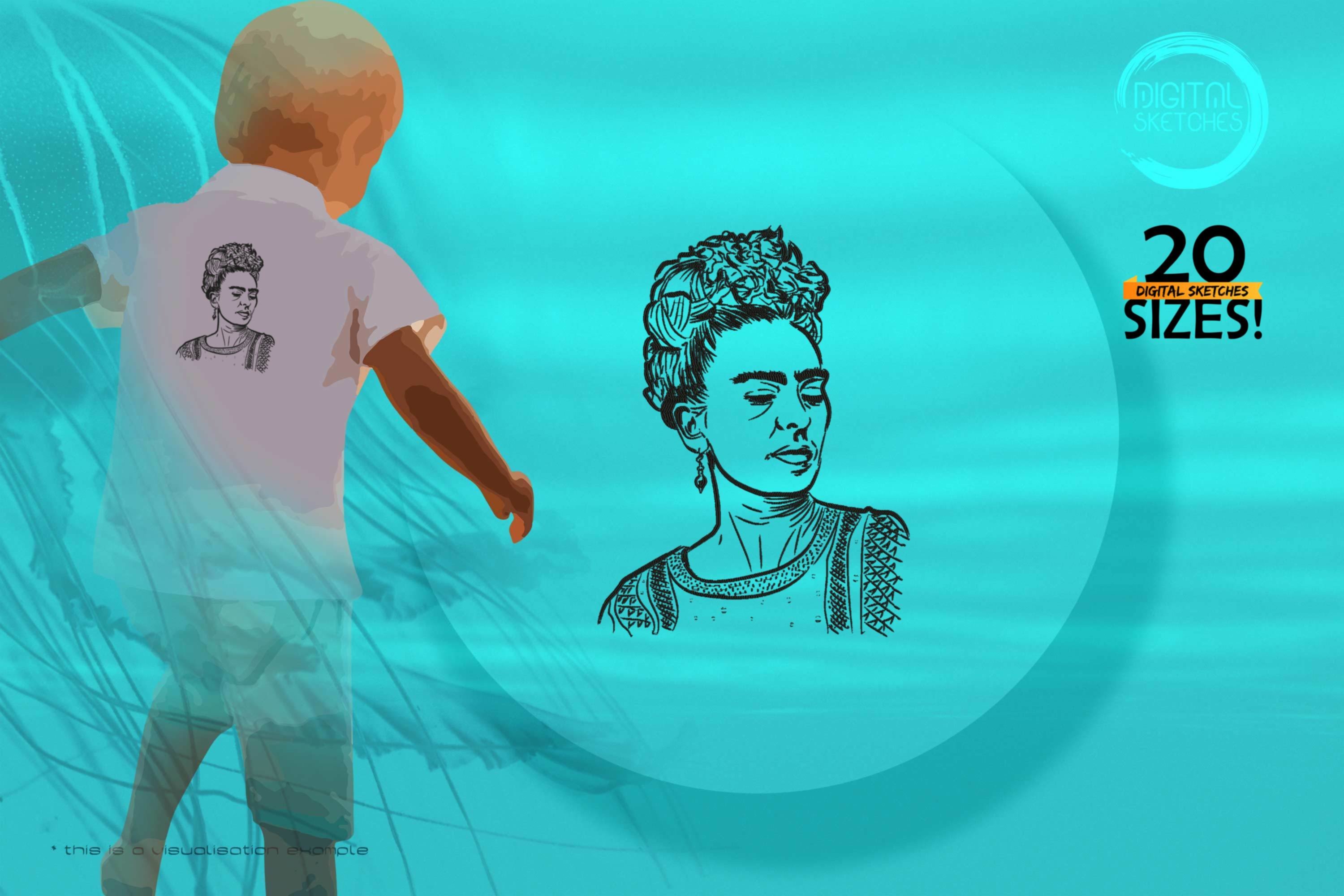 Tribute To Artist Magdalena Carmen Frieda Kahlo Y Calderon aka Frida Kahlo (Hand-Drawn Portrait)