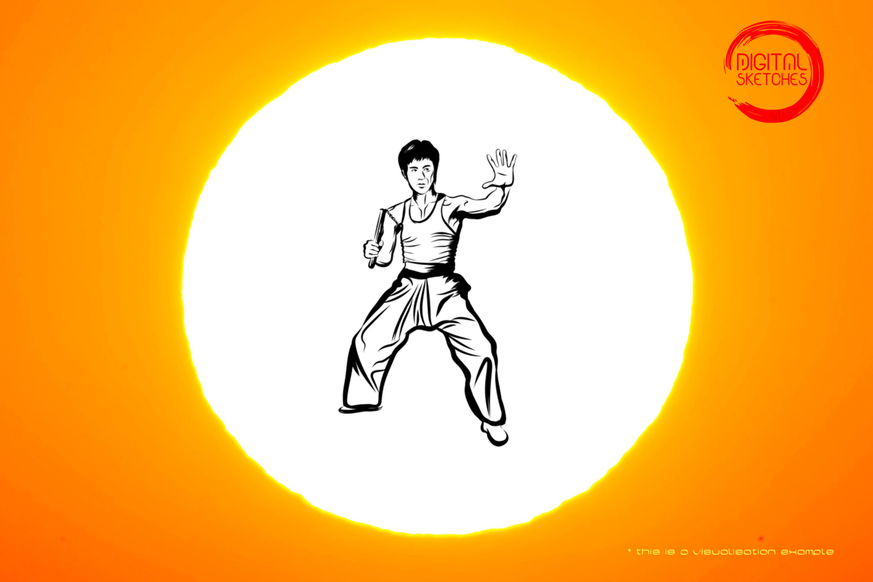  Tribute To Jeet Kune Do Self-Defence Martial Artist Lee Jun-fan aka Bruce Lee Drawing Art