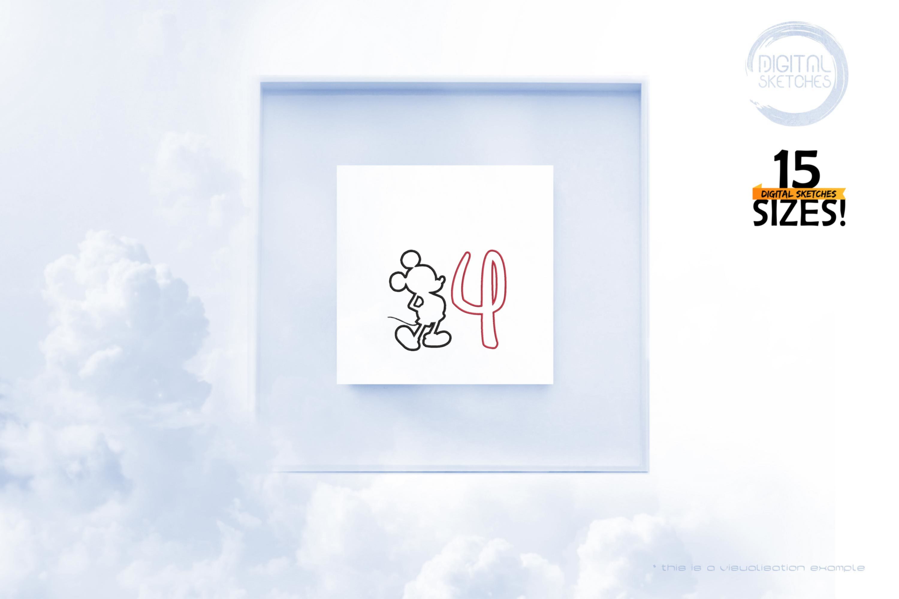 Mouse Number 4 Applique Design 