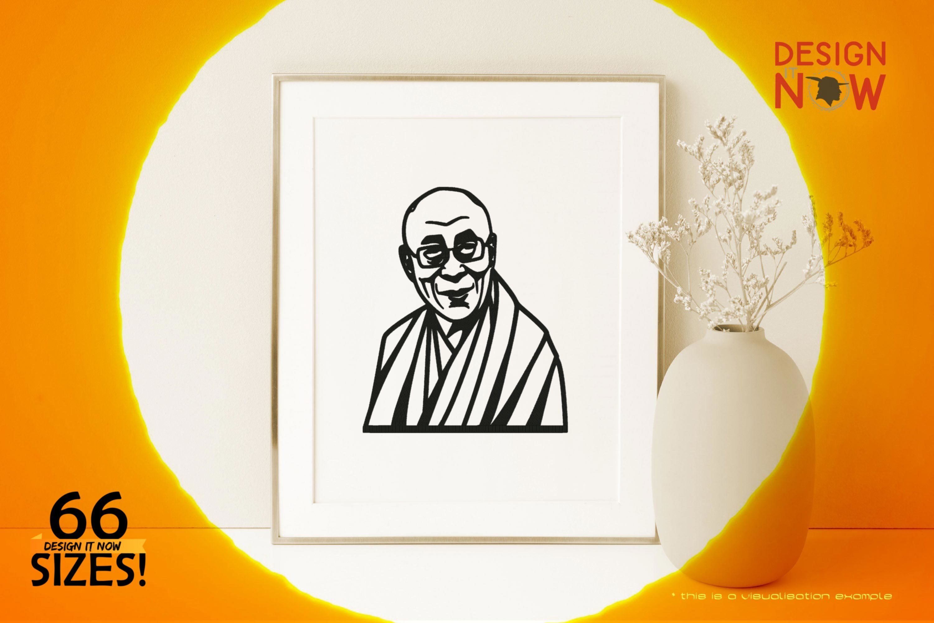  Tribute To Buddhist Monk Tenzin Gyatso Aka Dalai Lama (Line Art) 