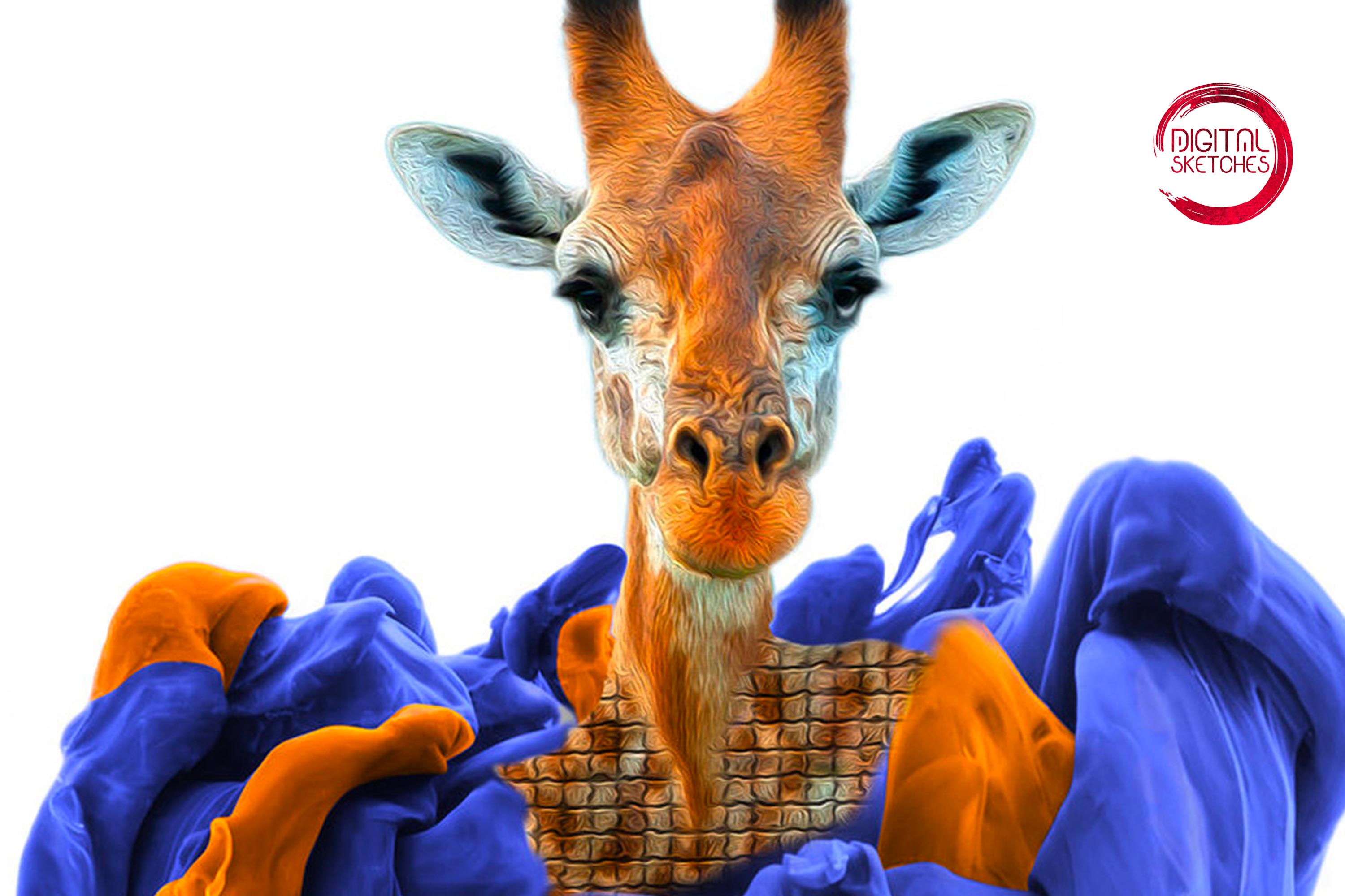 Lady Giraffe Art Postcard