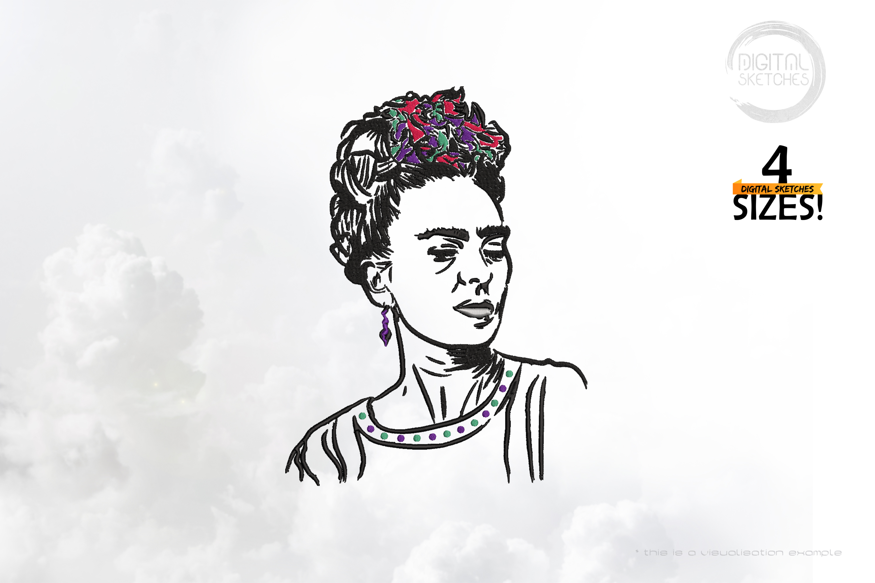 Tribute To Artist Magdalena Carmen Frieda Kahlo Y Calderon Kahlo aka Frida Kahlo (Line Art Portrait)