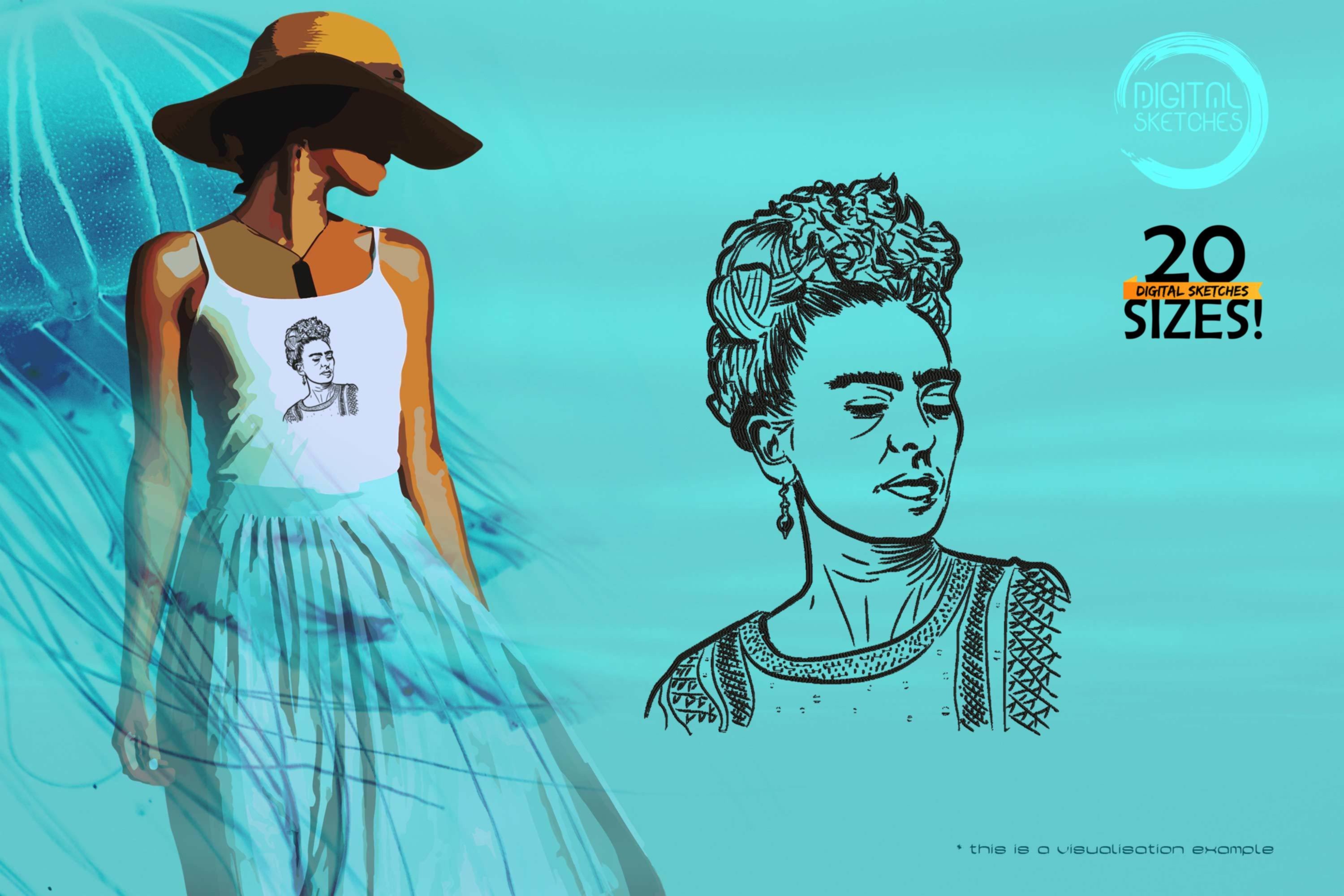 Tribute To Artist Magdalena Carmen Frieda Kahlo Y Calderon aka Frida Kahlo (Hand-Drawn Portrait)