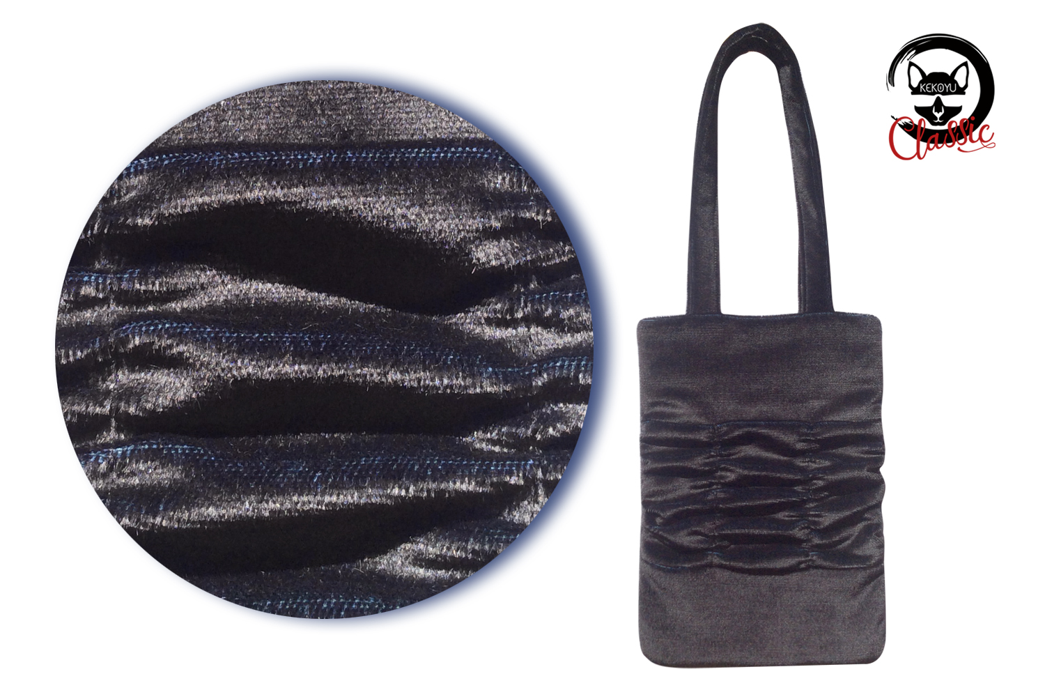 Navy Blue Wool Tote Bag