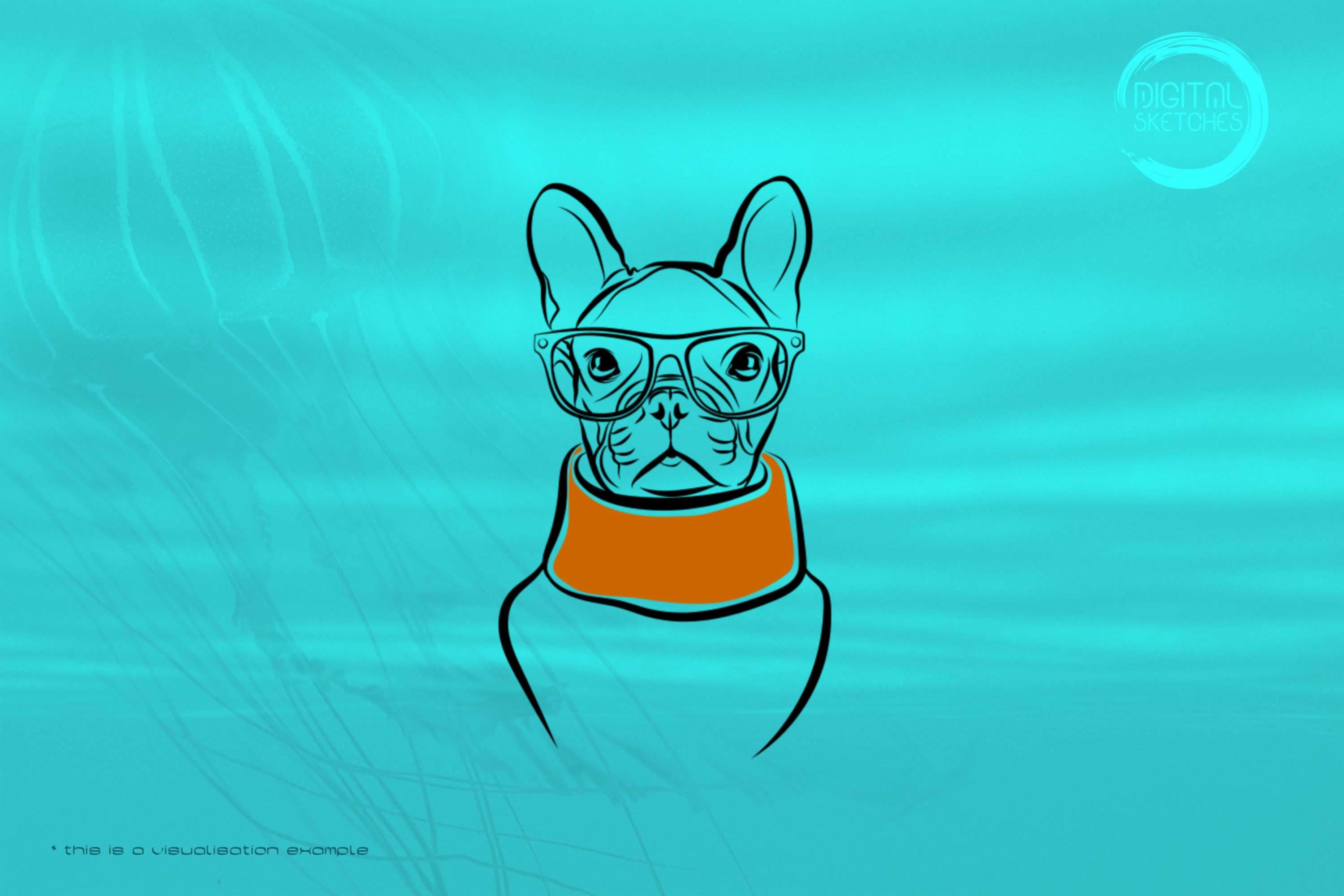 Casual Bulldog With Glasses Sketch 