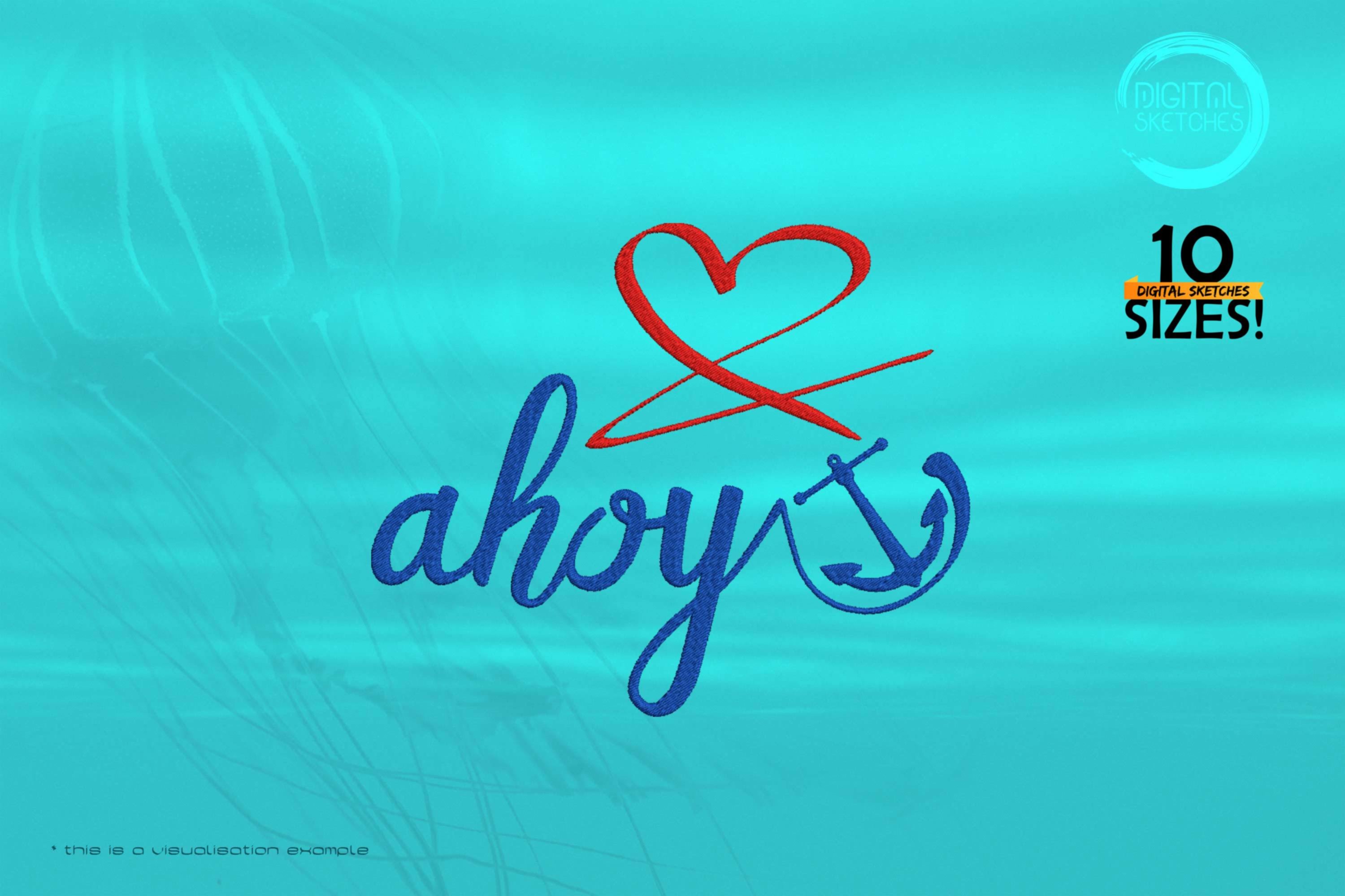 Ahoy Anchor Calliography Heart