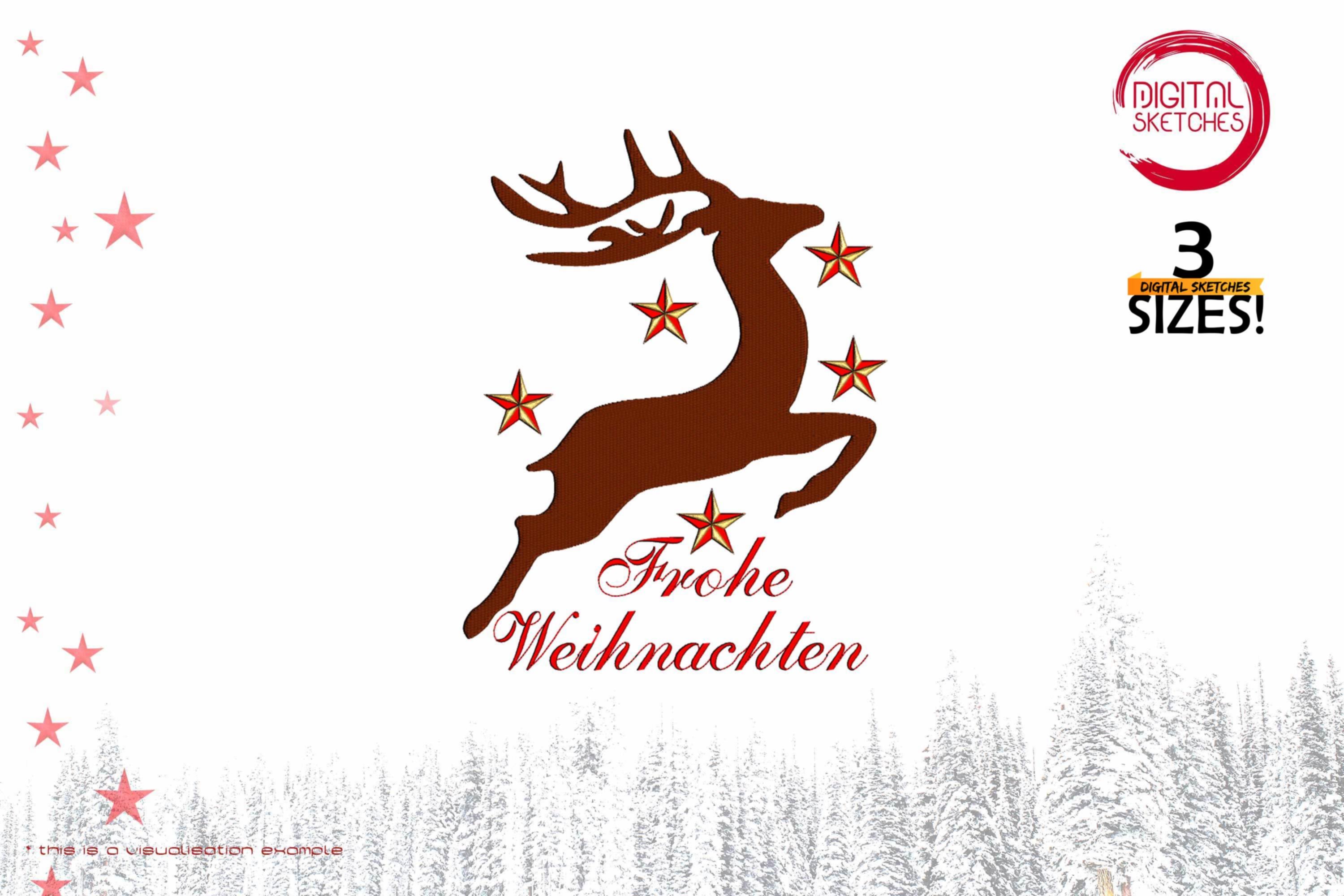 Deer German Saying Frohe Weihnachten