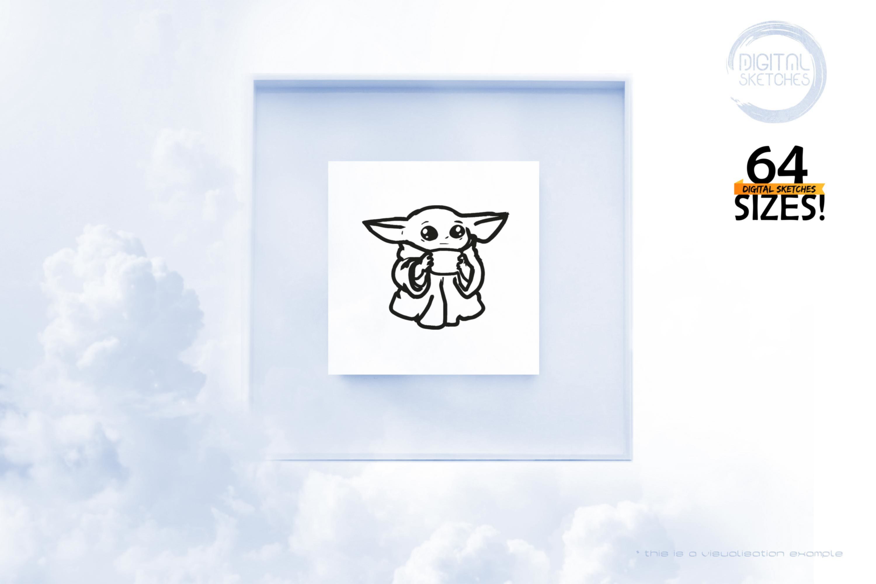 Tribute To Fictional Character Grogu aka Baby Yoda (Outline Drawing)