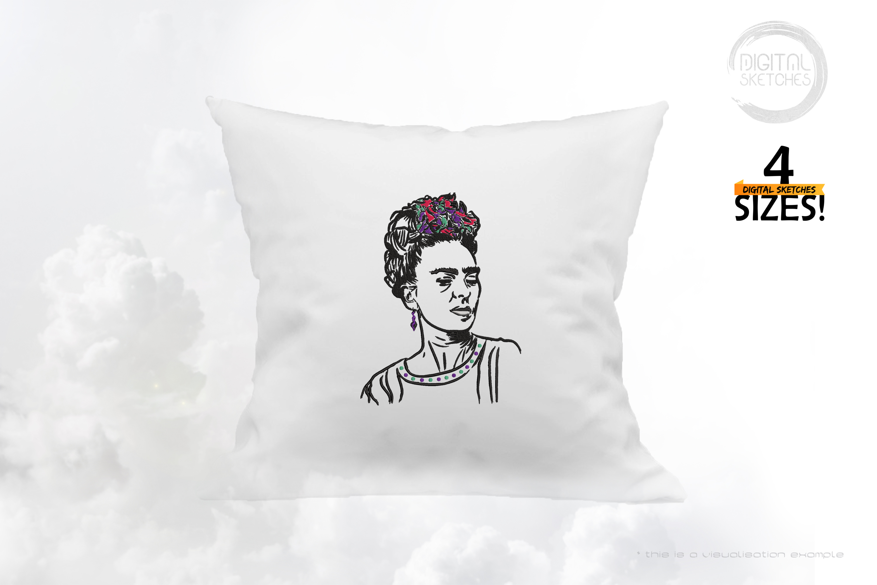 Tribute To Artist Magdalena Carmen Frieda Kahlo Y Calderon Kahlo aka Frida Kahlo (Line Art Portrait)