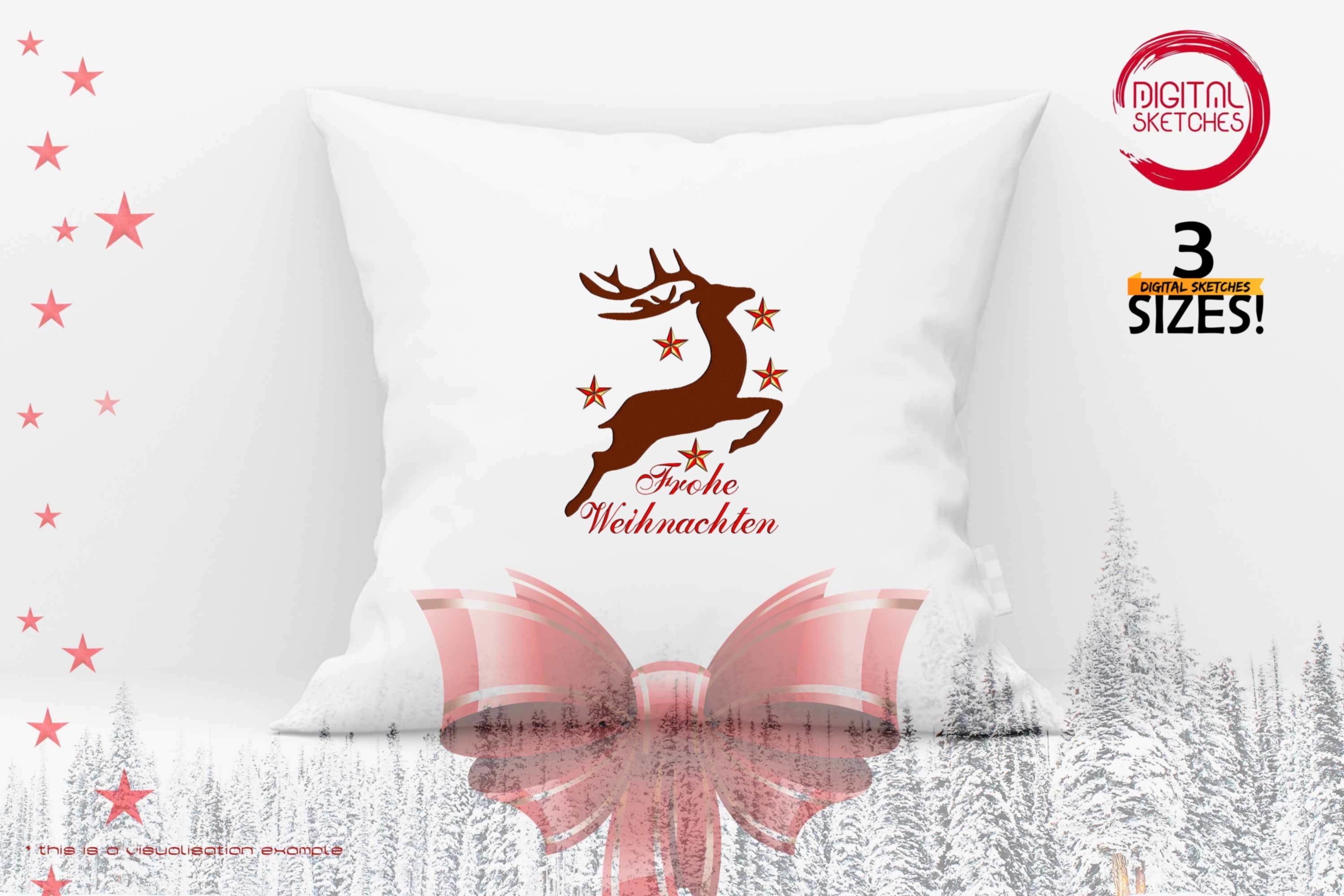 Deer German Saying Frohe Weihnachten